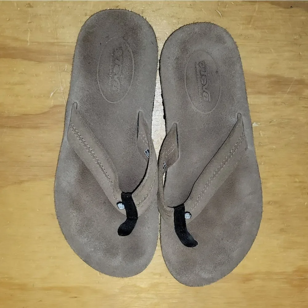 Teva Mush suede flip flops sandals Old Town Brown  sz 9 6149